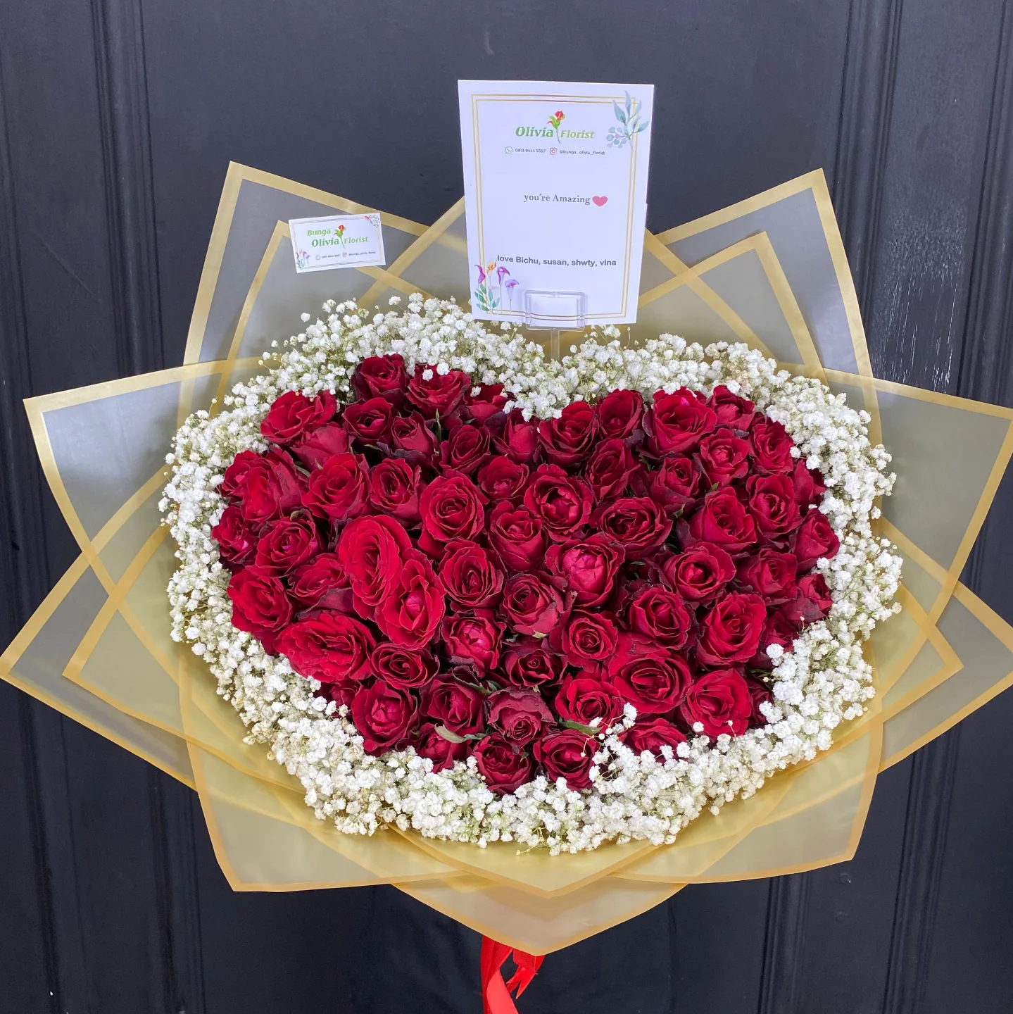 Hand Bouquet WF-MIX-009 untuk valentine - IndoFlorist Jakarta, mulai Rp 800rb